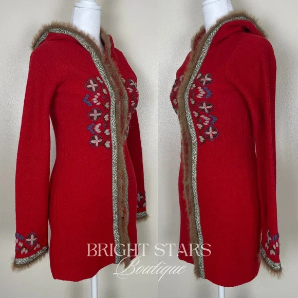 Rare Vintage Hooded Cardigan ASO Willow Rosenberg BtVS Red Embroidered Knit - Picture 7 of 13